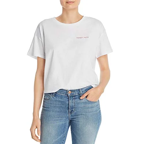 French Connection Women's Short Sleeve Crew Neck Graphic T-Shirt, White, M Collared Crew Neck Turtle Neck