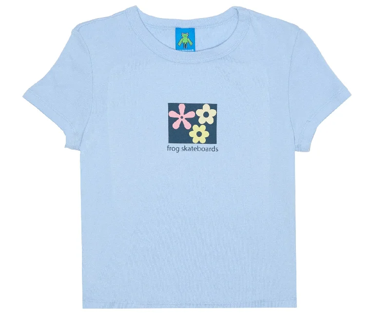 Frog - Flower Baby Crop Tee | Baby Blue Mesh Fabric Canvas Fabric Denim Fabric