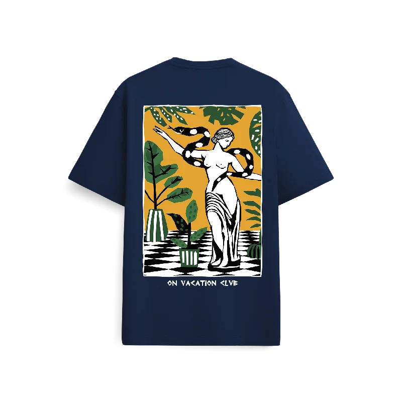 Goddess T-Shirt - Navy V-Neck T-Shirt Long Sleeve Cotton
