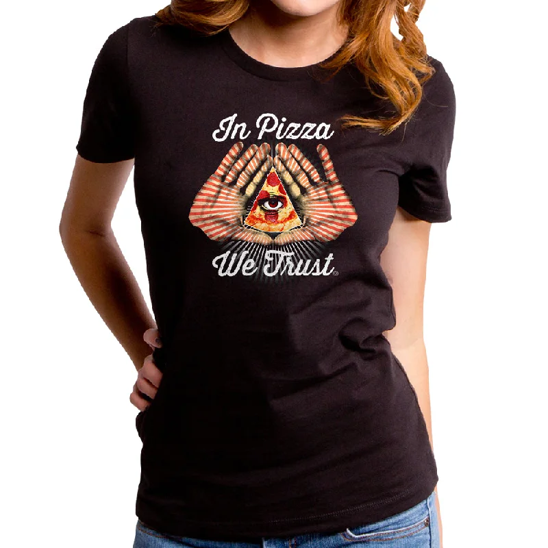 All Seeing Pizza Women's T-Shirt Real Fur Shearling Chenille