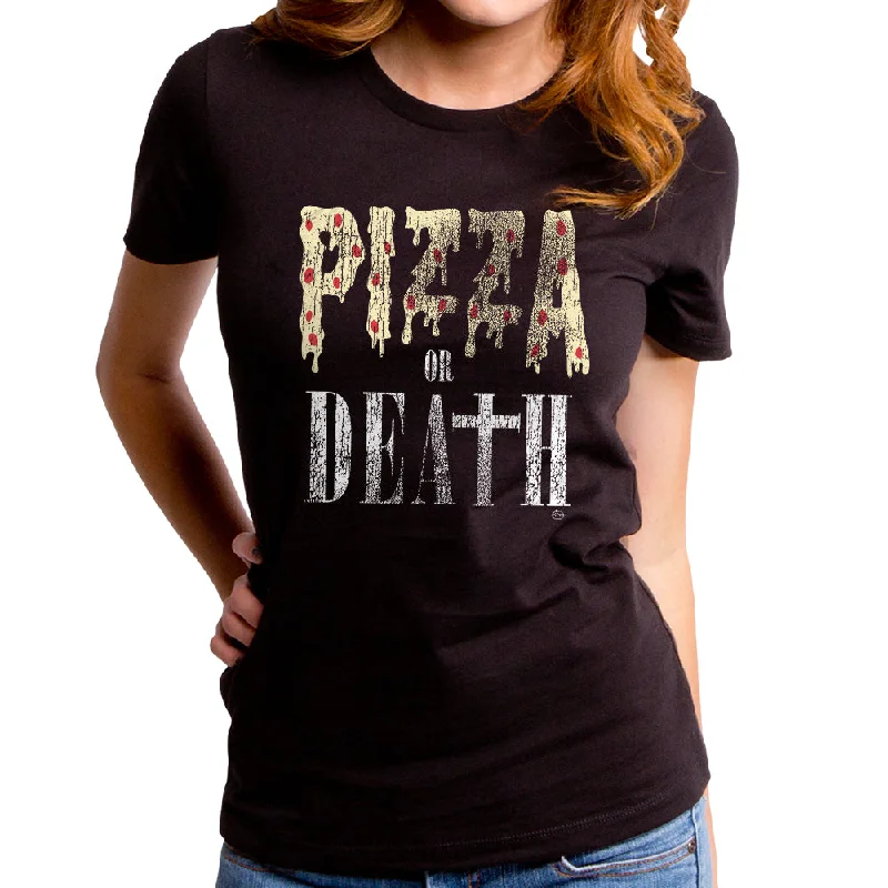 Pizza or Death Women's T-Shirt Hooded Caped Shawl Collar