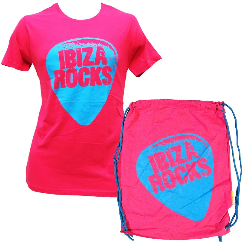 Ibiza Rocks Pink Plectrum T-Shirt with Drawstring Bag Machine Wash Dry Clean Hand Wash Ibiza Rocks Pink Plectrum T-Shirt with Drawstring Bag Machine Wash Dry Clean Hand Wash
