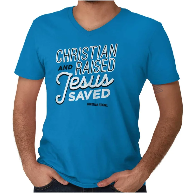 Jesus Saved Me V-Neck T Shirt Machine Wash Dry Clean Hand Wash