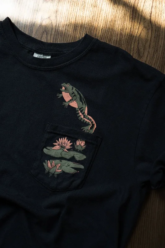 Jumpy (Black) Pocket Tee Striped Floral Plaid
