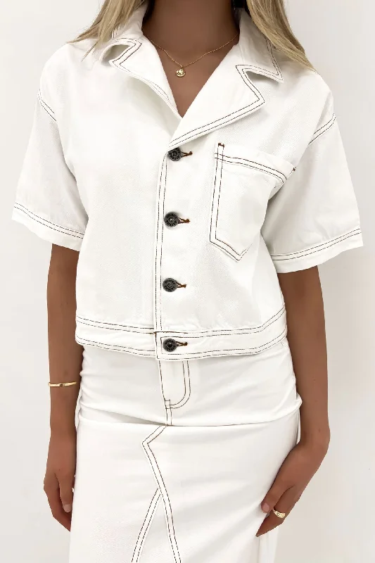 Lana Shirt Vintage White Fitted T-Shirt Seamless Stretchy