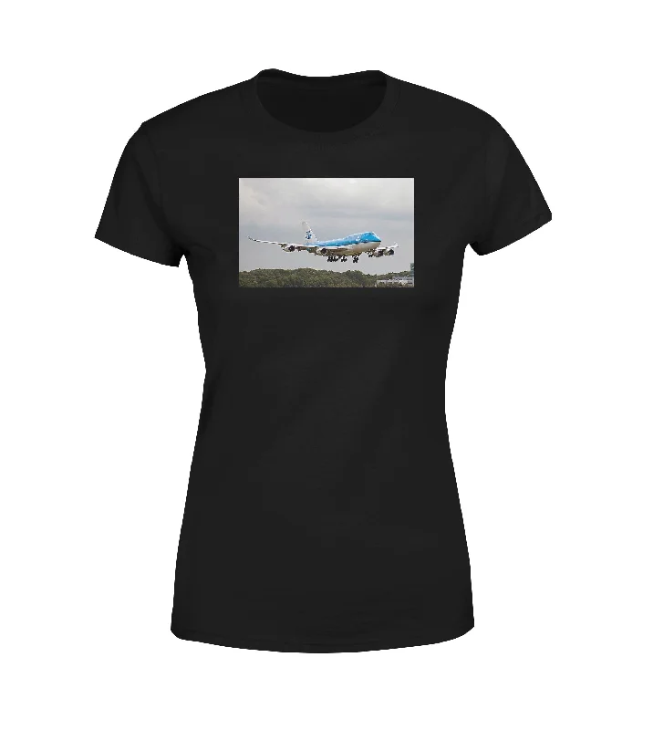 Landing KLM's Boeing 747 Designed Women T-Shirts Real Fur Shearling Chenille
