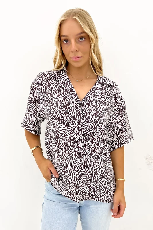 Mika Shirt Print Welt Pockets Slit Pockets