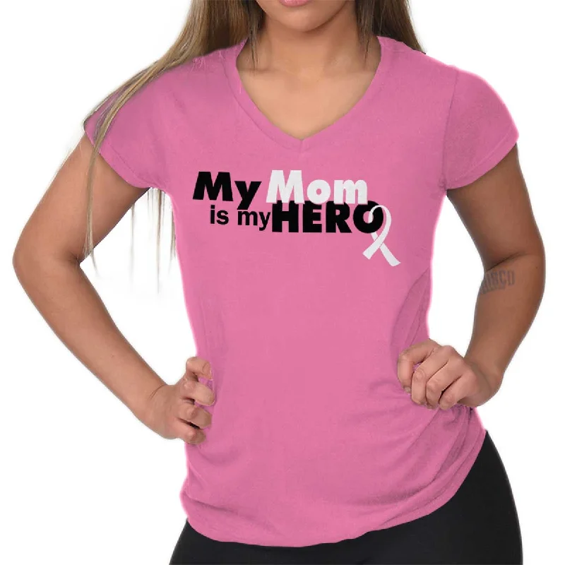 My Mom Is My Hero Junior Fit V-Neck T Shirt Elasticated Padded Insulated