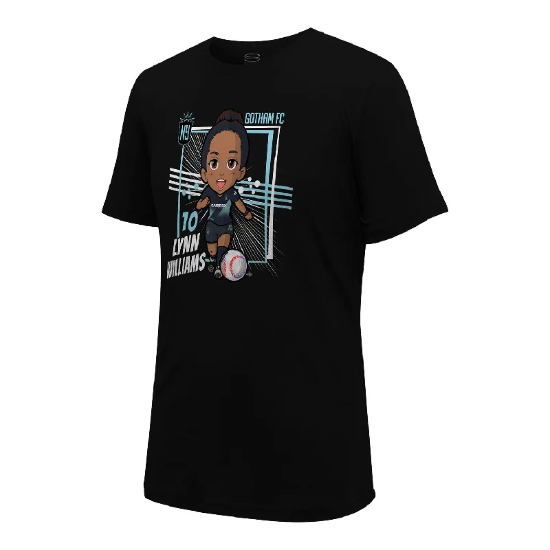 Unisex NJ/NY Gotham Lynn Williams Chibi Black Tee Silk Blend Satin Velvet