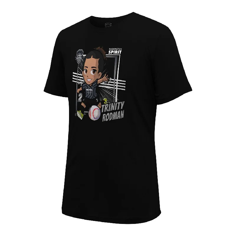 Unisex Washington Spirit Trinity Rodman Chibi Black Tee Welt Pockets Slit Pockets Flap Pockets