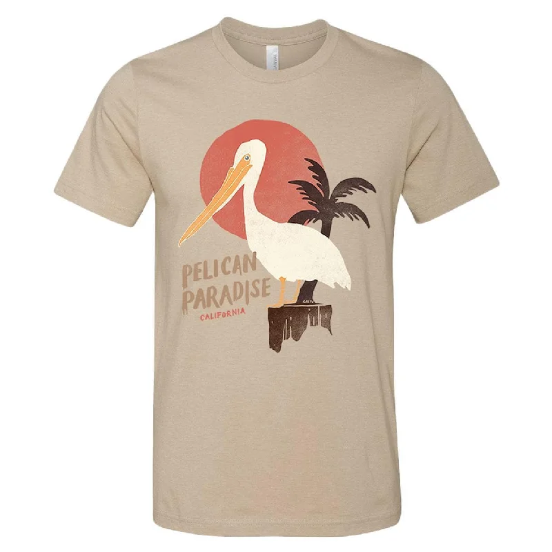 Pelican Paradise Heather Tan Tee Anti-Pilling Machine Wash Handmade