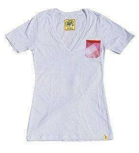 Team Phun Pink Plaid Pocket Ladies Vee Neck tee shirt Fitted T-Shirt Seamless Stretchy Team Phun Pink Plaid Pocket Ladies Vee Neck tee shirt Fitted T-Shirt Seamless Stretchy