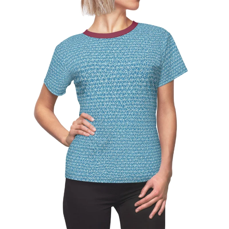 Positive Web (BKS)🌊Women's Cut & Sew Tee Houndstooth Herringbone Solid