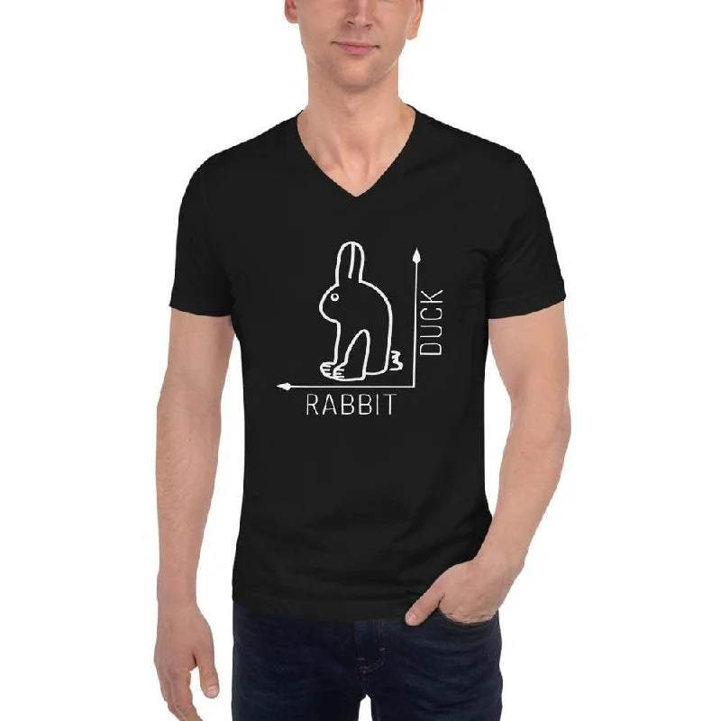 Rabbit-Duck Illusion - Rabbit Edition - Unisex V-Neck T-Shirt Seamless Knitted Crochet