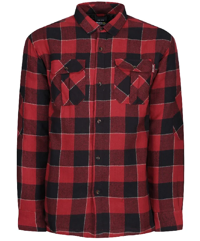 Red - Shelford insulated check shirt Satin Blend Silk Blend Wool Blend