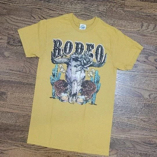Rodeo Cowskull Roses Tee Knit Fabric Woven Fabric Fleece Fabric