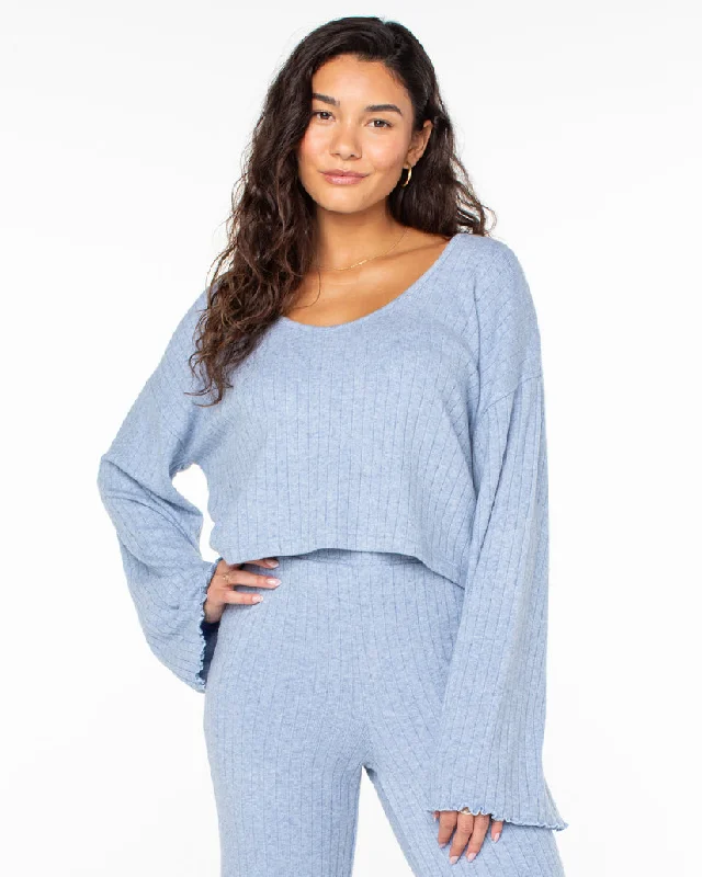 Roxy Sandy Coast L/S Shirt-Infinity Blue Chenille Blend Fleece Blend Nylon Blend