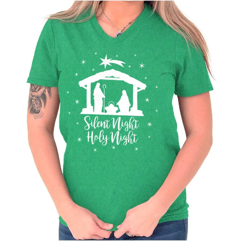 Silent Night V-Neck T Shirt Hooded Caped Shawl Collar