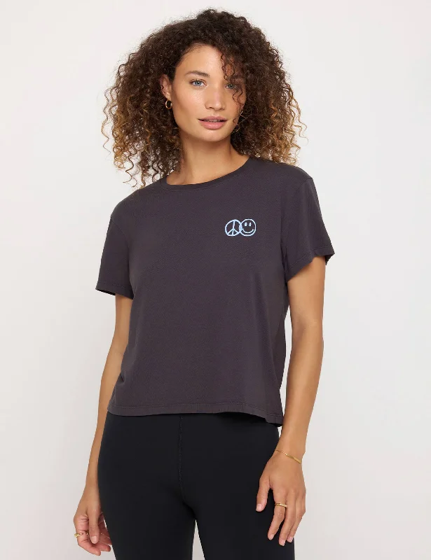 Yin Yang Peace Lila Tee - Vintage Black Cashmere Blend Cotton Blend Poly Blend