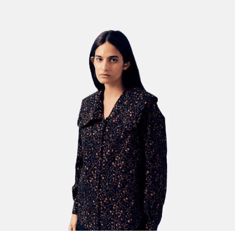 Floral Shirt Satin Blend Silk Blend Wool Blend