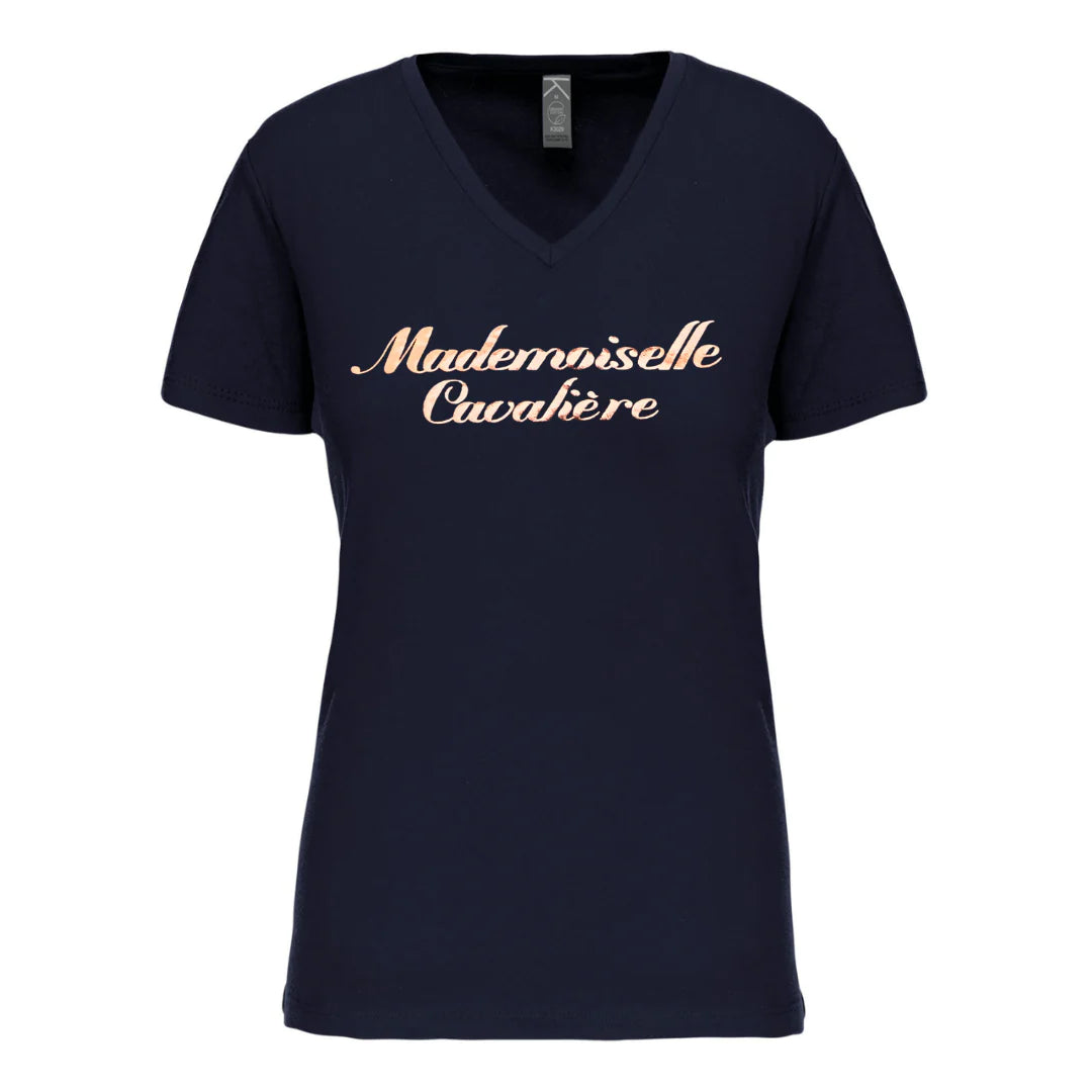 T-SHIRT MADEMOISELLE CAVALIERE MARINE Chenille Fabric Brocade Fabric Lace Fabric