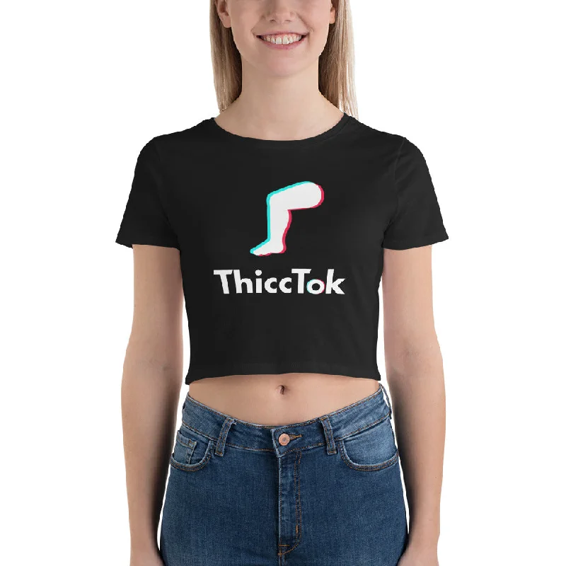 ThiccTok Women’s Crop Tee Hooded Caped Shawl Collar