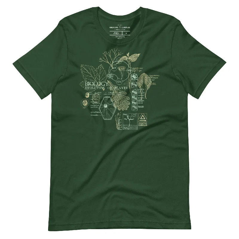 Vintage Botany Graphic Tee - Green Welt Pockets Slit Pockets Flap Pockets