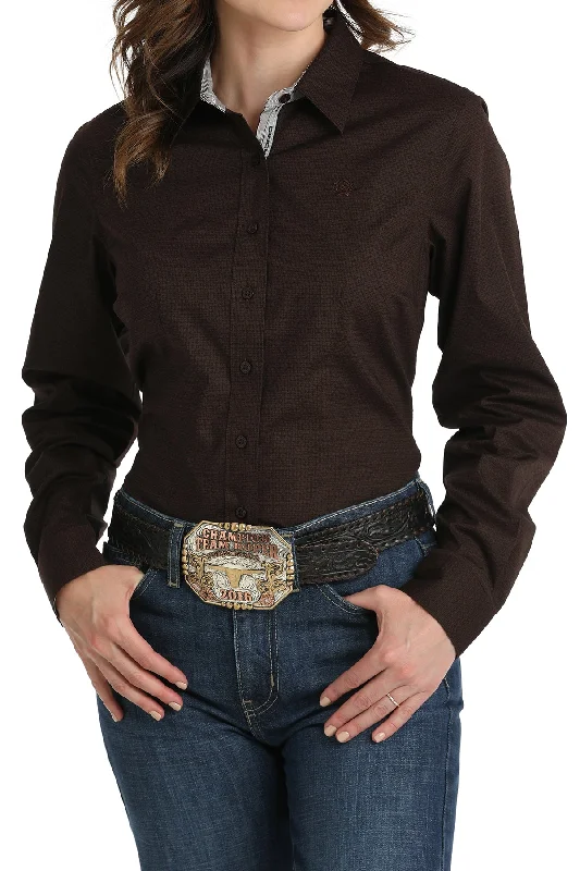 Women's Cinch MSW9165056 Brown Print Button Down Western Shirt Denim Fabric Leather Fabric Suede Fabric Women's Cinch MSW9165056 Brown Print Button Down Western Shirt Denim Fabric Leather Fabric Suede Fabric
