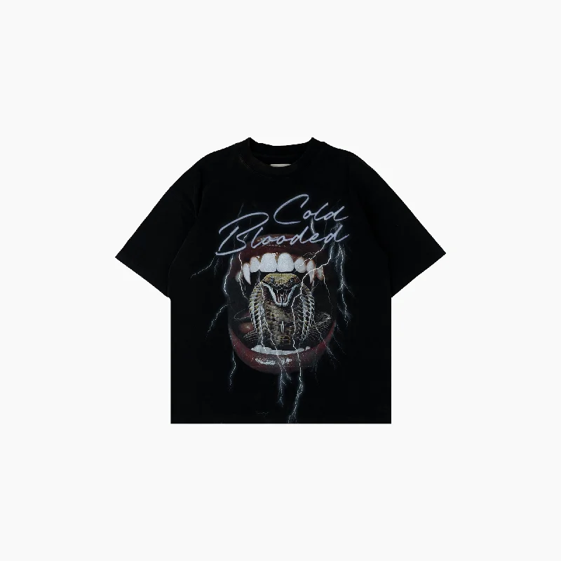 WOMEN'S COLD BLOODED OVERSIZED TEE - VINTAGE BLACK Wool Fabric Cashmere Fabric Tweed Fabric