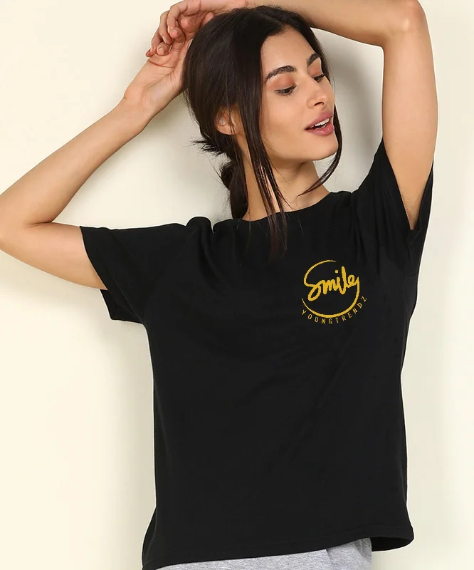 Womens Regular Fit Printed T Shirt Anti-Shrink Durable Soft