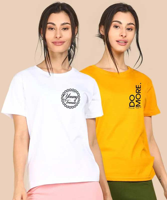 Womens Regular Fit  Combo Printed T Shirt Fitted T-Shirt Seamless Stretchy