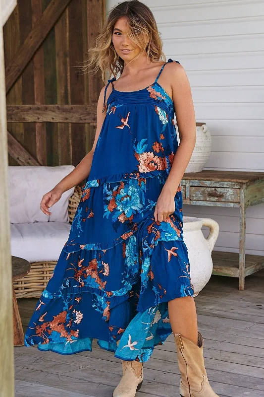 Abigail Singlet Maxi Dress - Blue Comfortable Fitted Maxi Dress