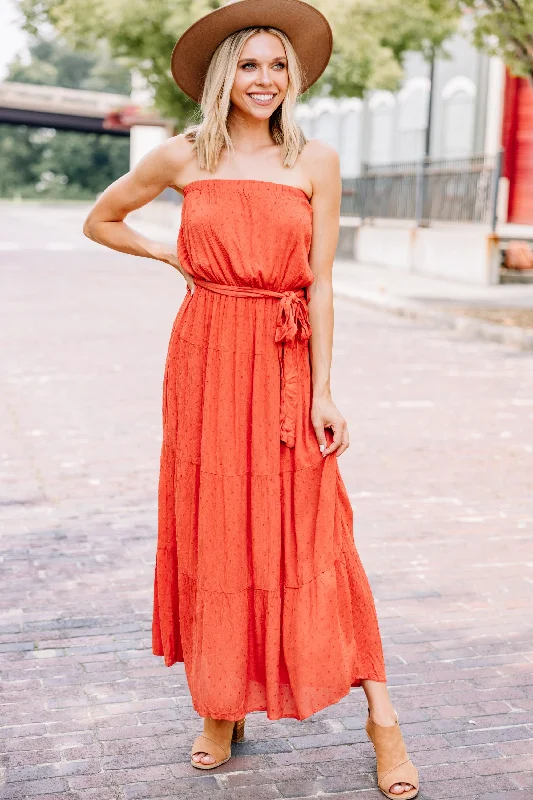 All Up To You Coral Orange Swiss Dot Maxi Dress Cozy Wrap Maxi Dress
