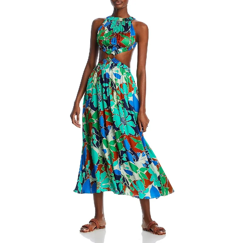 Theia Womens Printed Cut-Out Maxi Dress Comfortable Fit-and-Flare Maxi Dress