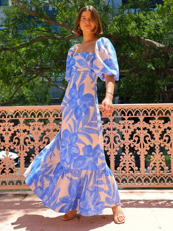 By Nicola Camille S/S Maxi Dress in Blue Lagoon Elegant Lace Maxi Dress