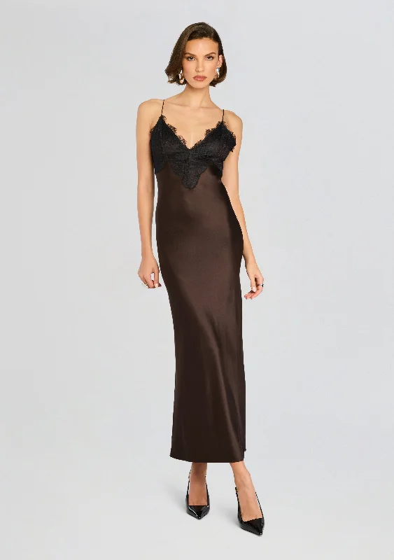Grenache Satin Maxi Dress Cozy Open-Back Maxi Dress