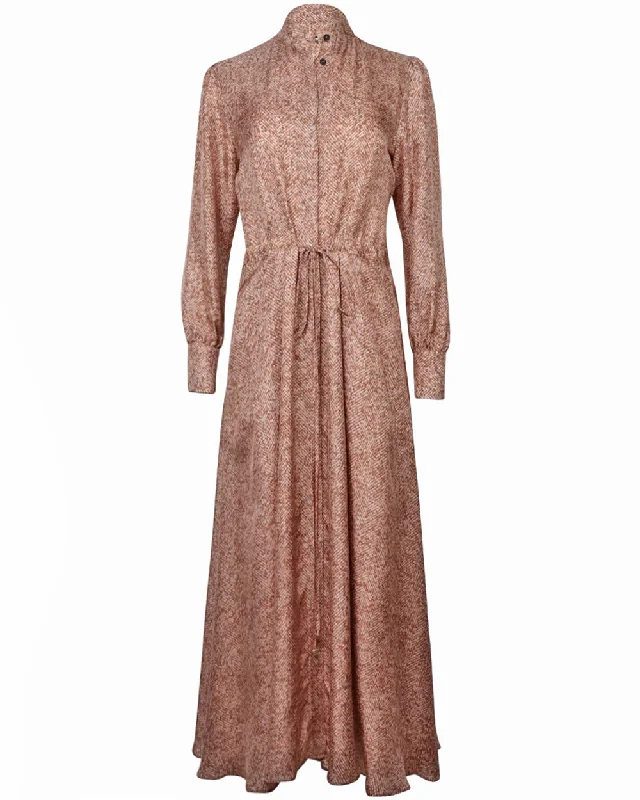 Rose Geometric Print Maxi Dress Elegant Maxi Dress with Ruffles