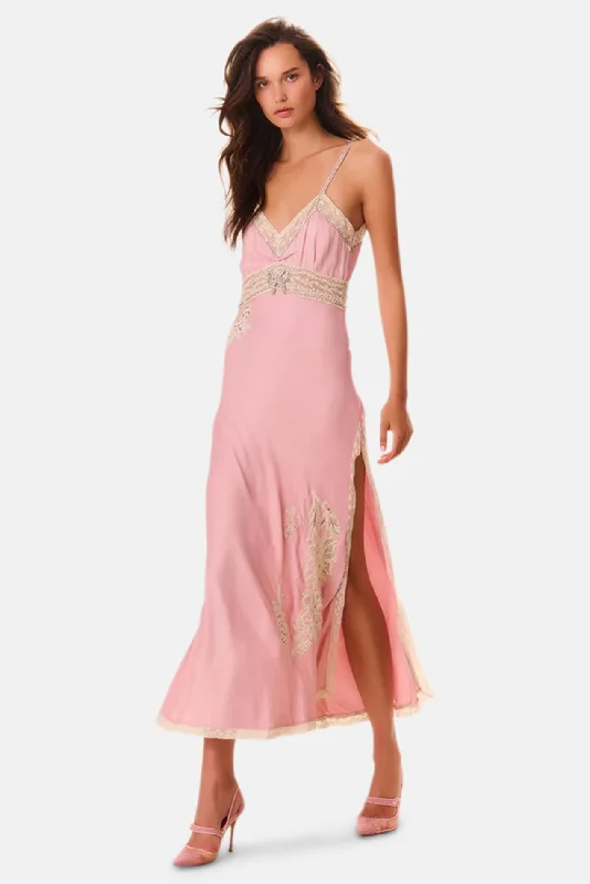 Valea Embellished Satin Maxi Dress Ash Pink Classic Black Maxi Dress