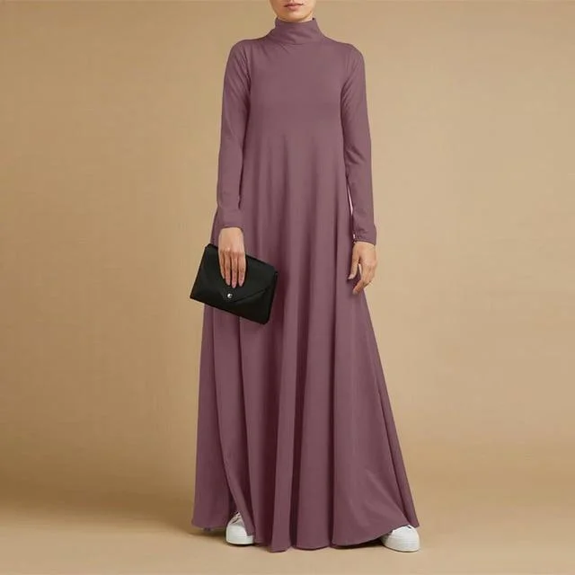 Plus Size Turtleneck Maxi Dress Elegant Silk Maxi Dress