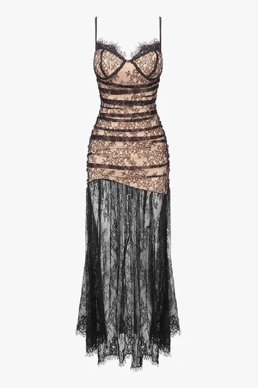 Sexy Eyelash Bustier Sleeveless Ruched Floral Lace Split Evening Maxi Dress Elegant Maxi Dress with Pockets Sexy Eyelash Bustier Sleeveless Ruched Floral Lace Split Evening Maxi Dress Elegant Maxi Dress with Pockets
