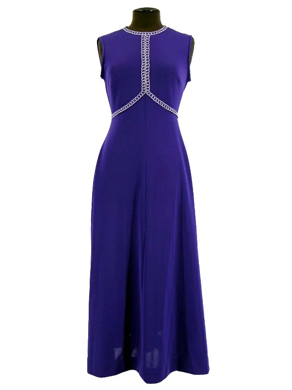 Vintage Berkertex Purple Evening Maxi Dress Stylish Maxi Dress with Pleats