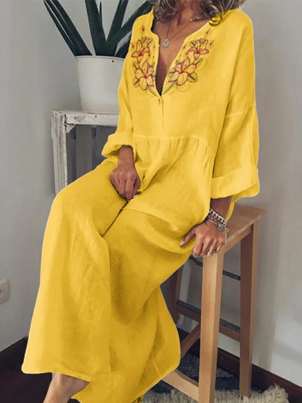 Women's Bohemian Print Casual Maxi Dress Elegant Floral Maxi Dress