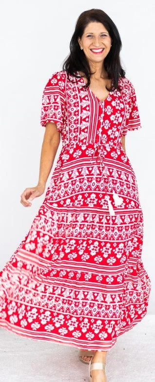 Xmas red maxi dress Fashionable Chiffon Maxi Dress