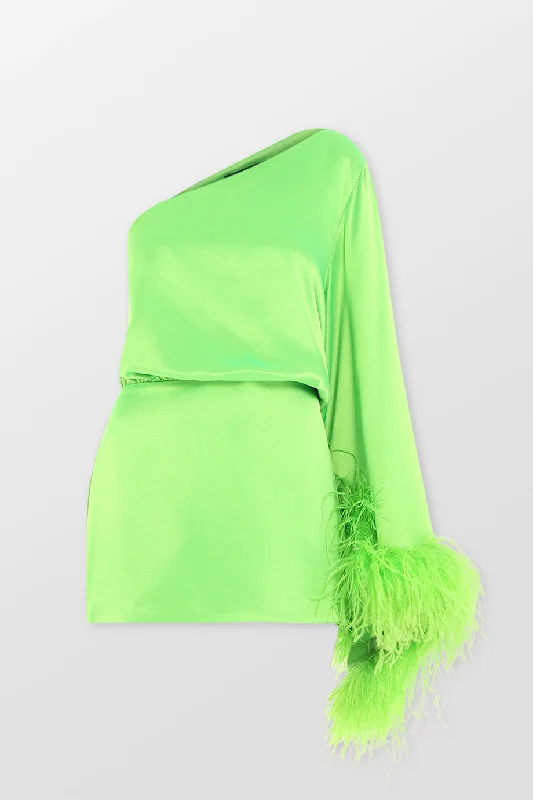 Allegra Feather Trim Mini Dress Classic Shift Mini Dress