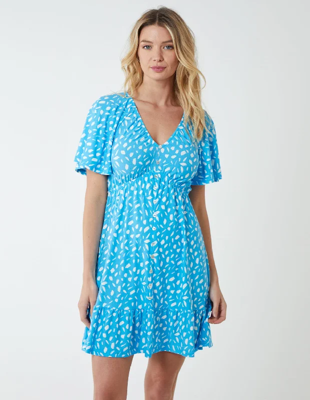 Trapeze Button Through Raglan Mini Dress Elegant Vintage Mini Dress