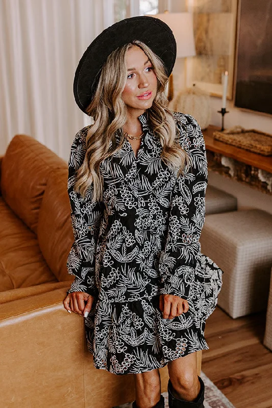 Cabernet Sippin' Embroidered Mini Dress Fashionable Polka Dot Mini Dress