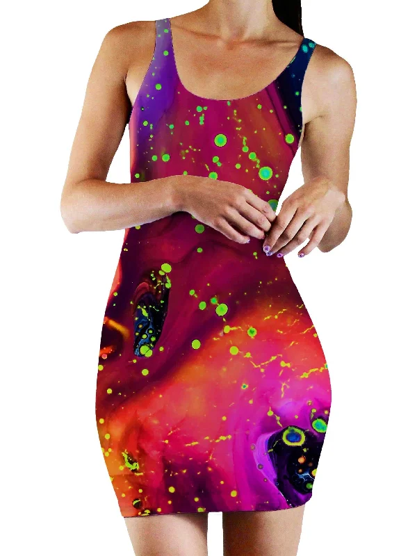 Cosmos Bodycon Mini Dress Trendy Mini Dress with Belt