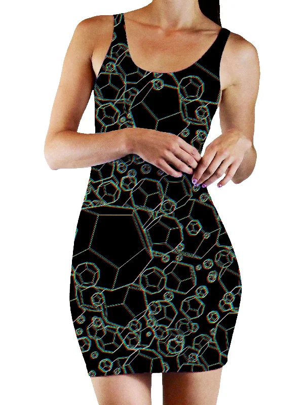 Dodecahedron Madness Glitch Bodycon Mini Dress Stylish Ribbed Mini Dress