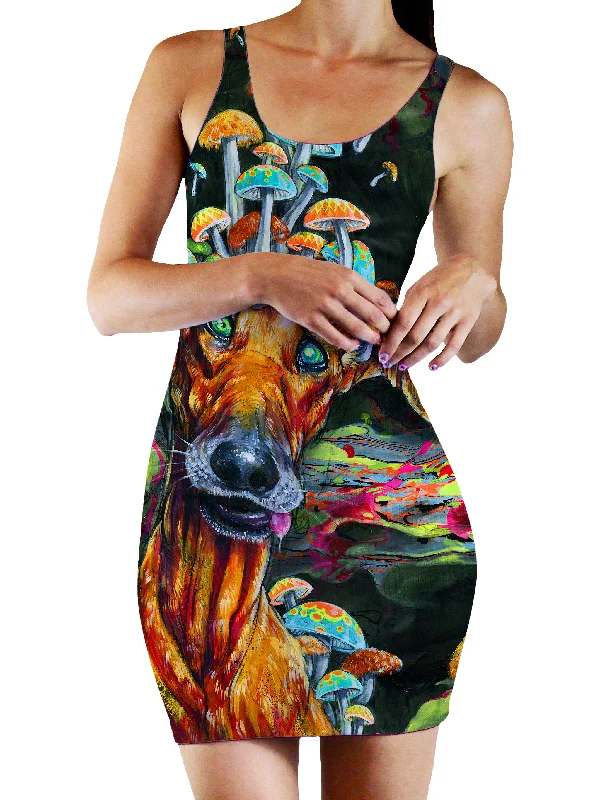 Mush Puppy Bodycon Mini Dress Cozy Ruched Mini Dress