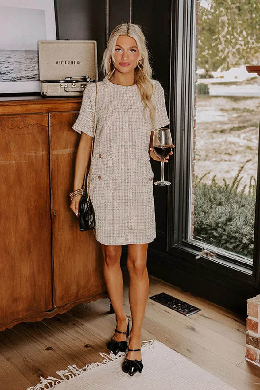 Office Party Tweed Mini Dress Trendy Cut-Out Mini Dress